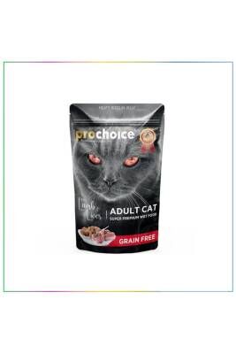ProChoice Pro Choice Kuzu Etli ve Ciğerli Şekersiz Tahılsız Ezme Yetişkin Kedi Pouch 85 gr
