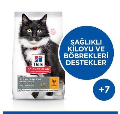 Hill's SCIENCE PLAN Kısırlaştırılmış +7 Yaşlı Tavuklu Kedi Maması 1,5 kg