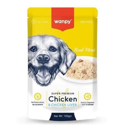 Wanpy Pouch Tavuk ve Ciğerli Yetişkin Köpek Konservesi 100 Gr