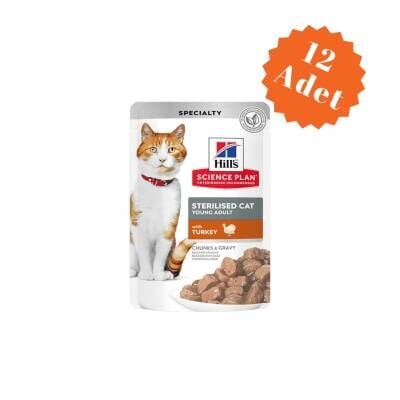 Hill's SCIENCE PLAN Gravy Sterilesed Hindili Yaş Kedi Maması 85 gr X 12