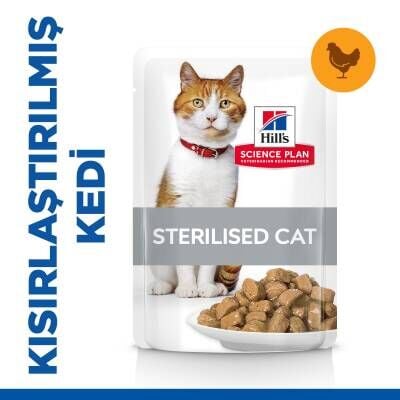 Hill's Science Plan Kısırlaştırılmış Yetişkin Tavuklu Kedi Pouch 12 X 85 gr