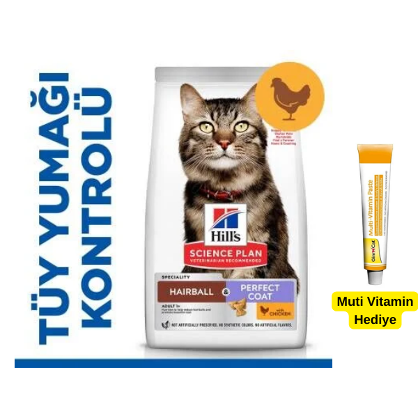 Hill's SCIENCE PLAN Tüy Yumağı Önleyici Mükemmel Tüyler İçin Tavuklu Kedi Maması 1,5 kg