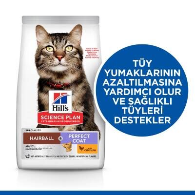 Hill's SCIENCE PLAN Tüy Yumağı Önleyici Mükemmel Tüyler İçin Tavuklu Kedi Maması 1,5 kg