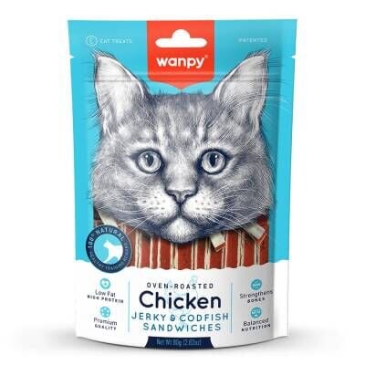 Wanpy Gerçek Tavuk Morina Balıklı Yumuşak Kedi Ödülü 80 Gr