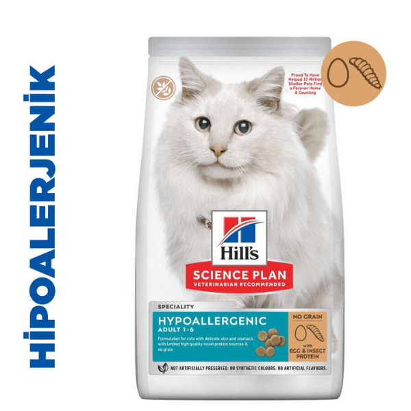 Hills Hypoallergenic Adult Yumurta ve Böcek Proteinli Yetişkin Kedi Maması 7 Kg