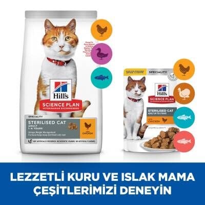 Hill's SCIENCE PLAN Kısırlaştırılmış Yetişkin Tavuklu Kedi Maması 3 kg