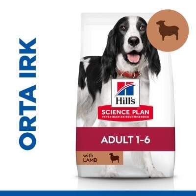 Hill's SCIENCE PLAN Yetişkin Orta Irk Kuzulu ve Pirinçli Köpek Maması 12 kg + 2 kg