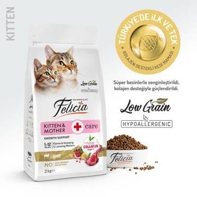 Felicia Kuzu Etli Düşük Tahıllı Yavru ve Hamile Kedi Maması 2 kg