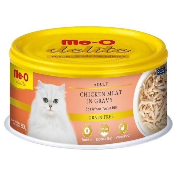 Me-O Delite Tavuklu ve Gravy Soslu Kedi Konservesi 80gr