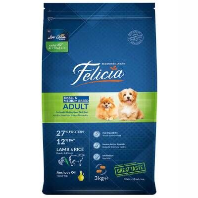 Felicia Kuzulu Küçük ve Orta Irk Düşük Tahıllı Köpek Maması 3 kg