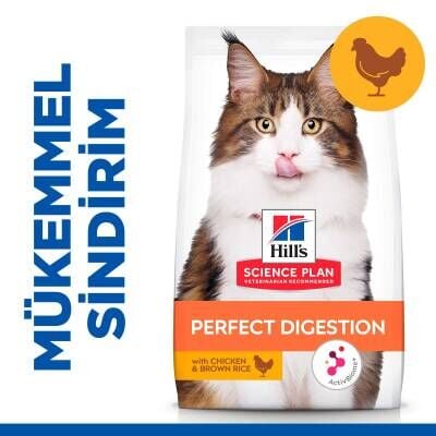 Hill's SCIENCE PLAN Mükemmel Sindirim +1 Yetişkin Tavuklu ve Kahverengi Pirinçli Kedi Maması 1,5 kg