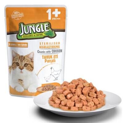 Jungle Pouch Jöleli Tavuklu Kısırlaştırılmış Kedi Konservesi 100 Gr
