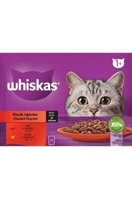 Whiskas Pouch Sos İçinde Sığırlı ve Tavuklu Yetişkin Kedi Konservesi 85 gr 4'lü