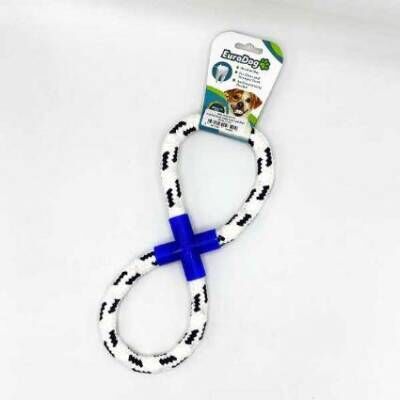 Eurodog Diş İpi Halka Sekiz Şekil Mavi Beyaz Köpek Oyuncağı 25 cm