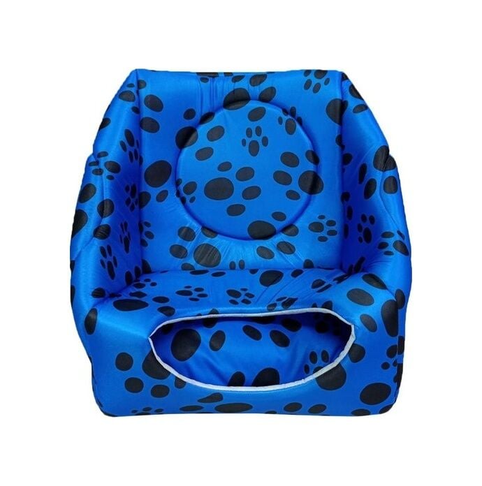 Bio Sand Pati Desenli Üç Fonksiyonlu Kedi Yatağı 45 CM Mavi - Siyah