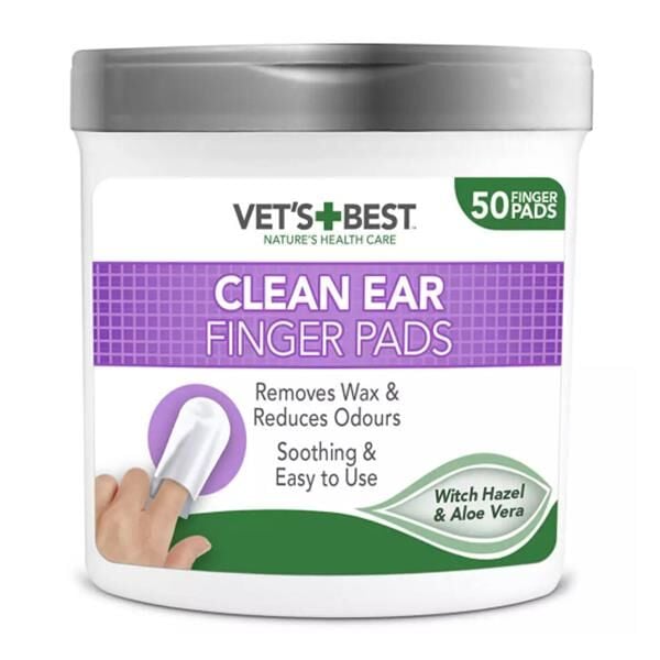 Vet's Best Kedi ve Köpekler için Fındık ve Aloe Vera Özlü Kulak Temizleme Pedi 50li
