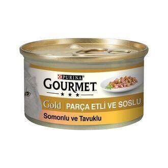 Gourmet Gold Parça Etli ve Soslu Somon Tavuk Kedi Konservesi 85 gr