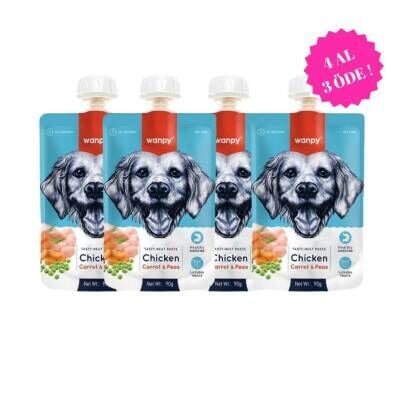 Wanpy Taze Tavuklu ve Havuçlu Köpek Et Ezmesi 90 gr (4 AL 3 ÖDE)