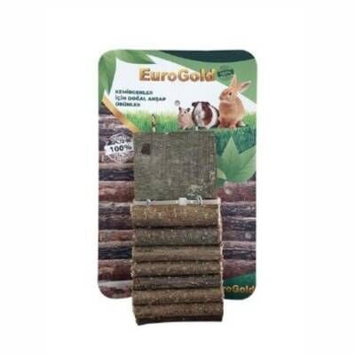 EuroGold Doğal Ahşap Kemirgen Merdiveni Tek Platformlu 7x30 Cm
