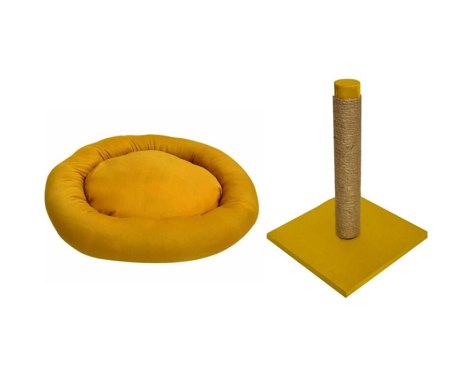 BioSand BS-SET0 Simit Kedi Yatağı ve Tırmalama Seti Sarı