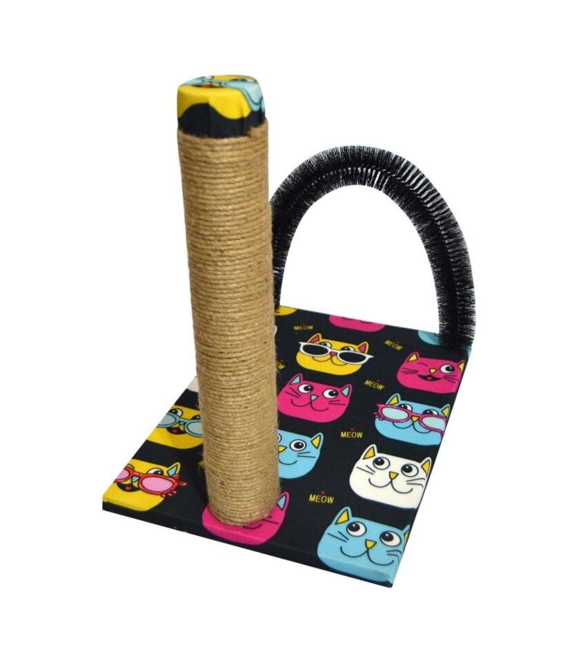 BioSand KT-1002 Pati Desenli Kedi Kaşıma ve Tırmalama Tahtası Siyah