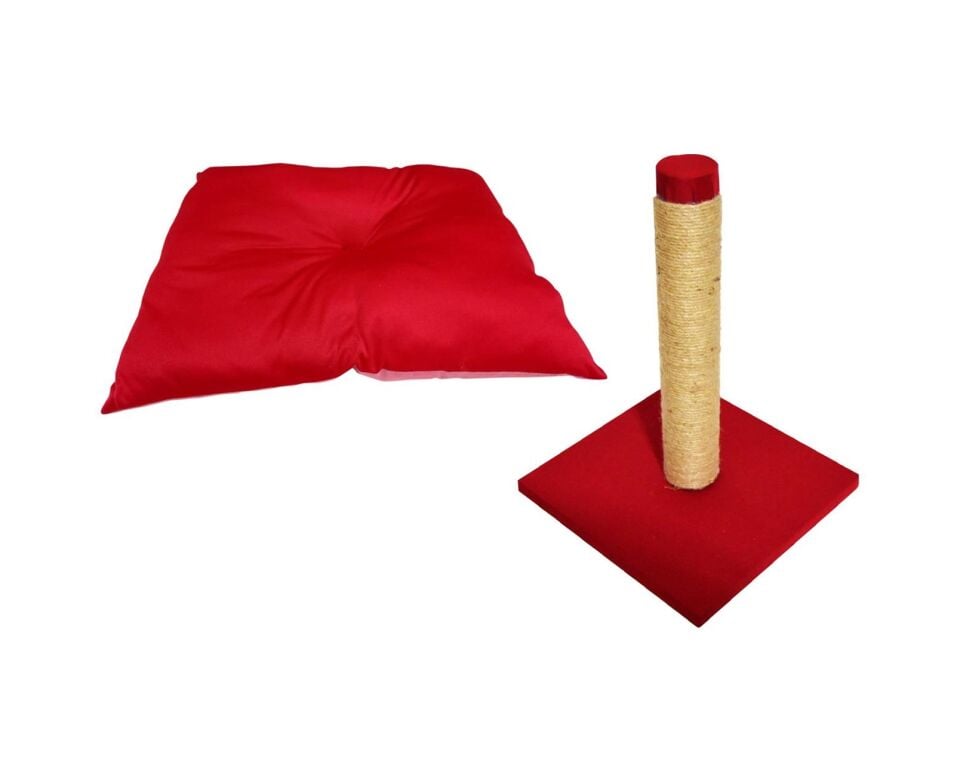 BioSand Kedi Taşıma Minderi ve Tırmalama Seti Kırmızı