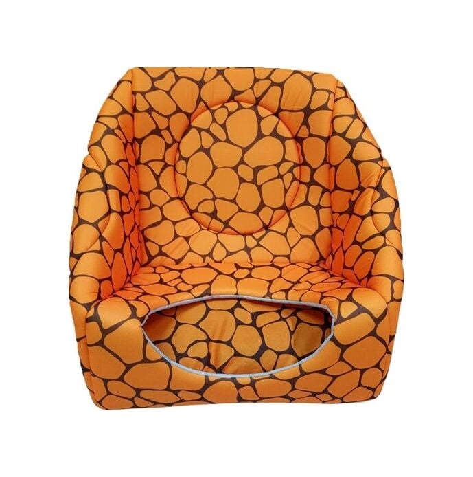 Bio Sand Pati Desenli Üç Fonksiyonlu Zürafa Desenli Kedi Yatağı 45 CM Turuncu