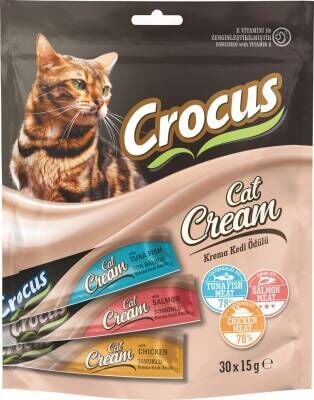 Crocus Çoklu Tavuklu & Ton Balıklı & Somonlu Krema Kedi Ödülü 30 X 15 gr