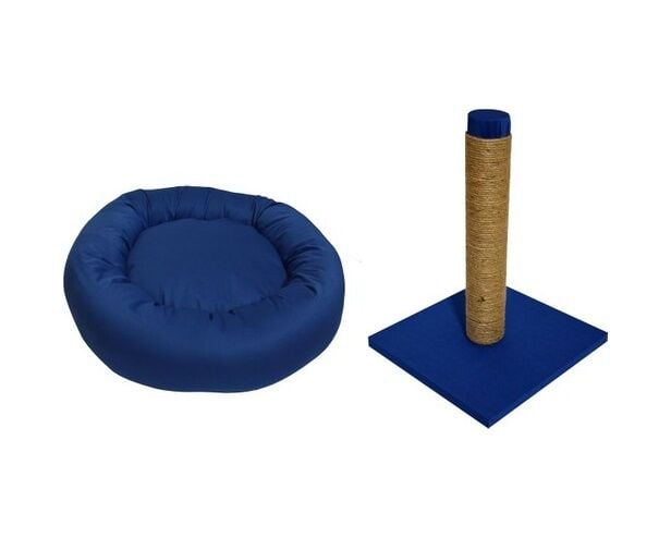 Biosand Simit Kedi Yatağı ve Tırmalama Seti Mavi