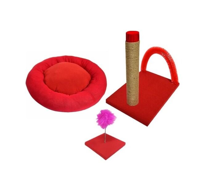 Biosand Simit Yatak - Kaşımalı Tırmalama - Hacıyatmaz Seti Kırmız