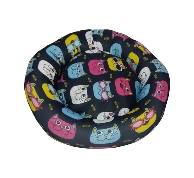 Bio Sand Kedi Desenli Simit Kedi Köpek Yatağı 50 CM Çok Renkli