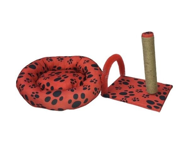 Bio Sand Kedi Kaşıma ve Tırmalama Tahtası -Simit Yatak Seti Kırmı