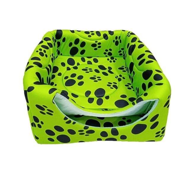 Bio Sand Biosand Pati Desenli Üç Fonksiyonlu Kedi Yatağı Açık Yeş Yeşil