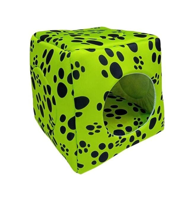 Bio Sand Biosand Pati Desenli Üç Fonksiyonlu Kedi Yatağı Açık Yeş Yeşil