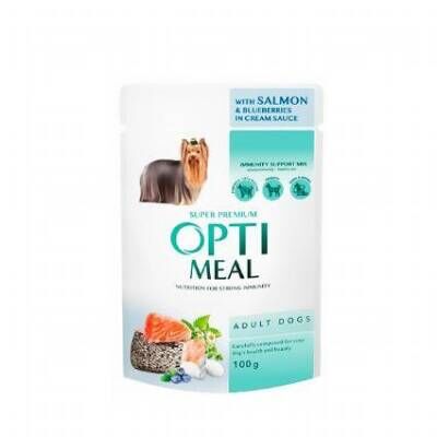 Optimeal Probiyotik İçerikli Somon Balıklı Yaban Mersinli Yaş Küçük Irk Yetişkin Köpek Maması 85 gr