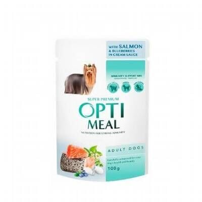 Optimeal Probiyotik İçerikli Somon Balıklı Yaban Mersinli Yaş Küçük Irk Yetişkin Köpek Maması 85 gr