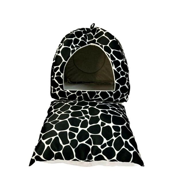 Bio Sand Biosand Baloncuk Desenli Eskimo Kedi Köpek Yatağı Siyah