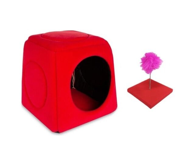 Biosand Üç Fonksiyonlu Kedi Yatağı ve Hacıyatmaz Seti Kırmızı