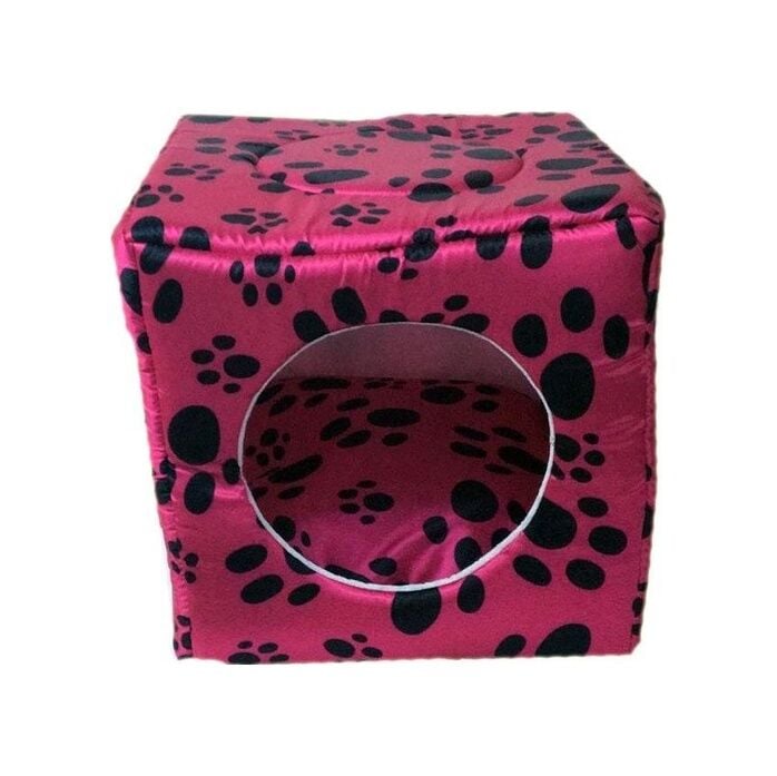 Bio Sand Biosand Pati Desenli Üç Fonksiyonlu Kedi Yatağı Fuşya 45