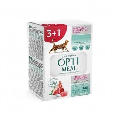 Optimeal Hindili Kuzulu Tahılsız Yetişkin Kedi Yaş Maması 85 gr (4 AL 3 ÖDE)