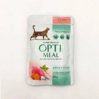 Optimeal Hindili Ciğerli Balkabağı Soslu Yetişkin Kedi Yaş Maması 85 gr