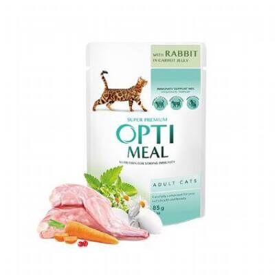 Optimeal Tavşanlı Havuçlu Yetişkin Kedi Yaş Maması 85 gr