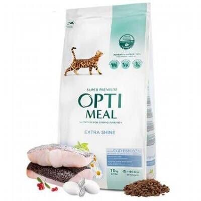 Optimeal Extra Shine Morina Balıklı Probiyotik İçerikli Yetişkin Kedi Maması 10 kg