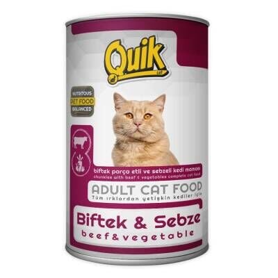 Quik Biftekli Sebzeli Konserve Kedi Maması 415 gr