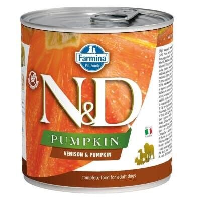 N&D Pumpkin Balkabaklı Tahılsız Geyikli Yetişkin Köpek Konservesi 285 gr