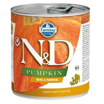 N&D Pumpkin Balkabaklı Tahılsız Bıldırcınlı Yetişkin Köpek Konservesi 285 gr