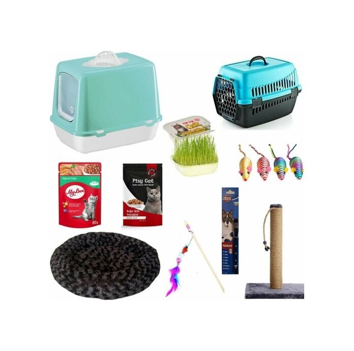 Petzen Kapalı Kedi Tuvaletli Ihtiyaç Seti 10'lu Çok Renkli