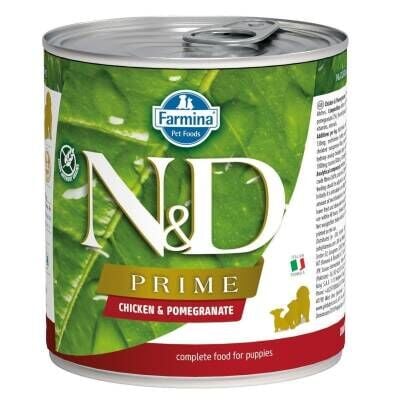 N&D Prime Tahılsız Tavuklu ve Narlı Yavru Köpek Konservesi 285 gr