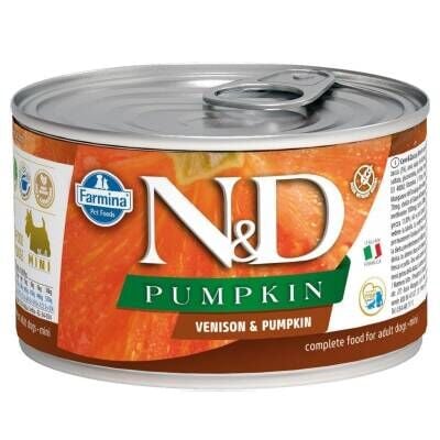 N&D Pumpkin Mini Balkabaklı ve Geyikli Yetişkin Köpek Konservesi 140 gr