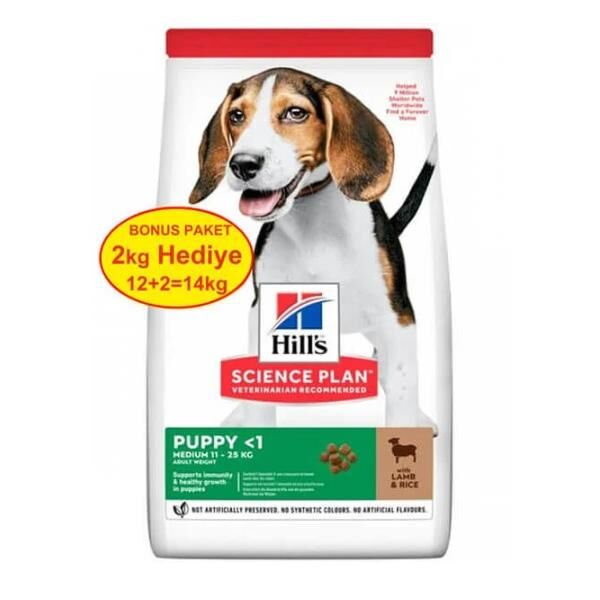 Hills Medium Puppy Kuzu Etli Yavru Köpek Maması 12Kg+2Kg Bonus Paket